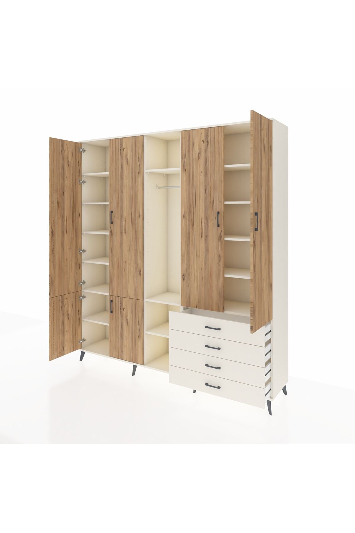 Hyperion Dolap 14 Raflı 4 Çekmeceli Tek Askılı 220x44x243 - S553M022V01B