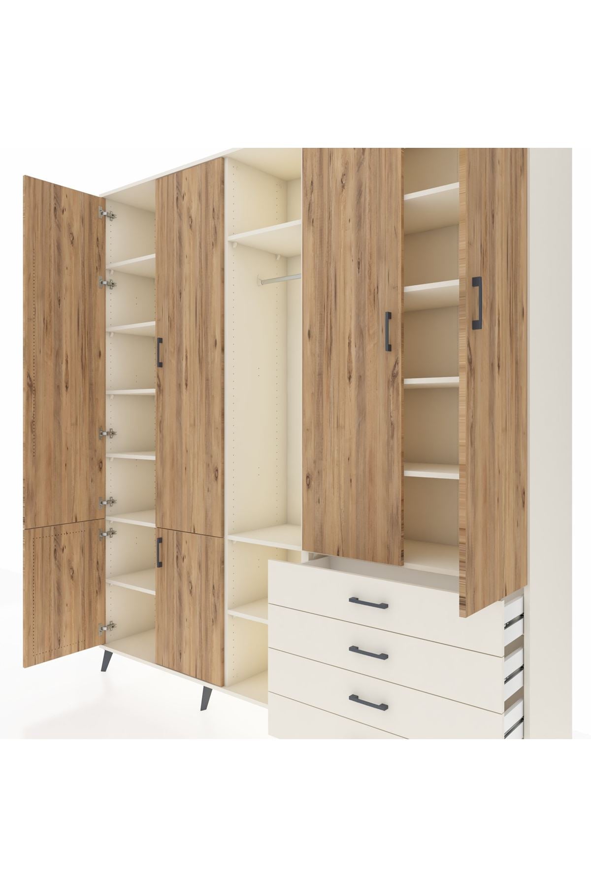 Hyperion Dolap 14 Raflı 4 Çekmeceli Tek Askılı 220x44x243 - S553M022V01B