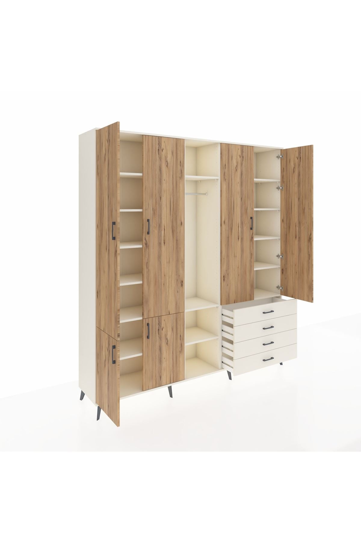 Hyperion Dolap 14 Raflı 4 Çekmeceli Tek Askılı 220x44x243 - S553M022V01B