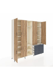 Hyperion Dolap 14 Raflı 4 Çekmeceli Tek Askılı 220x44x243 - S553M022V02B