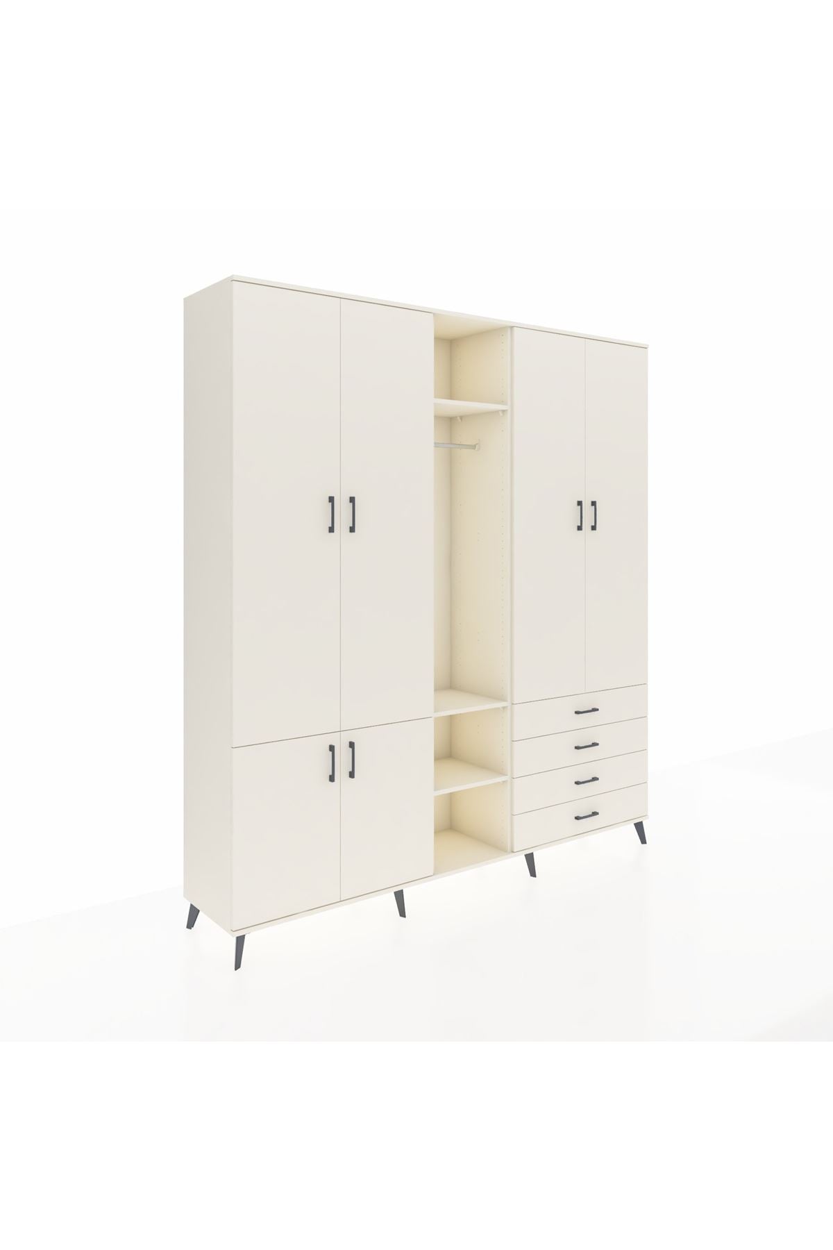 Hyperion Dolap 14 Raflı 4 Çekmeceli Tek Askılı 220x44x243 - S553M022V04B