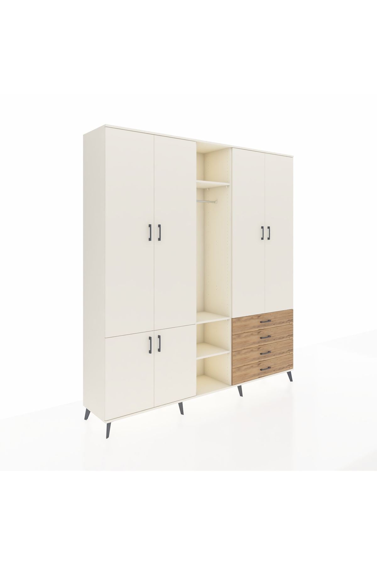 Hyperion Dolap 14 Raflı 4 Çekmeceli Tek Askılı 220x44x243 - S553M022V06B