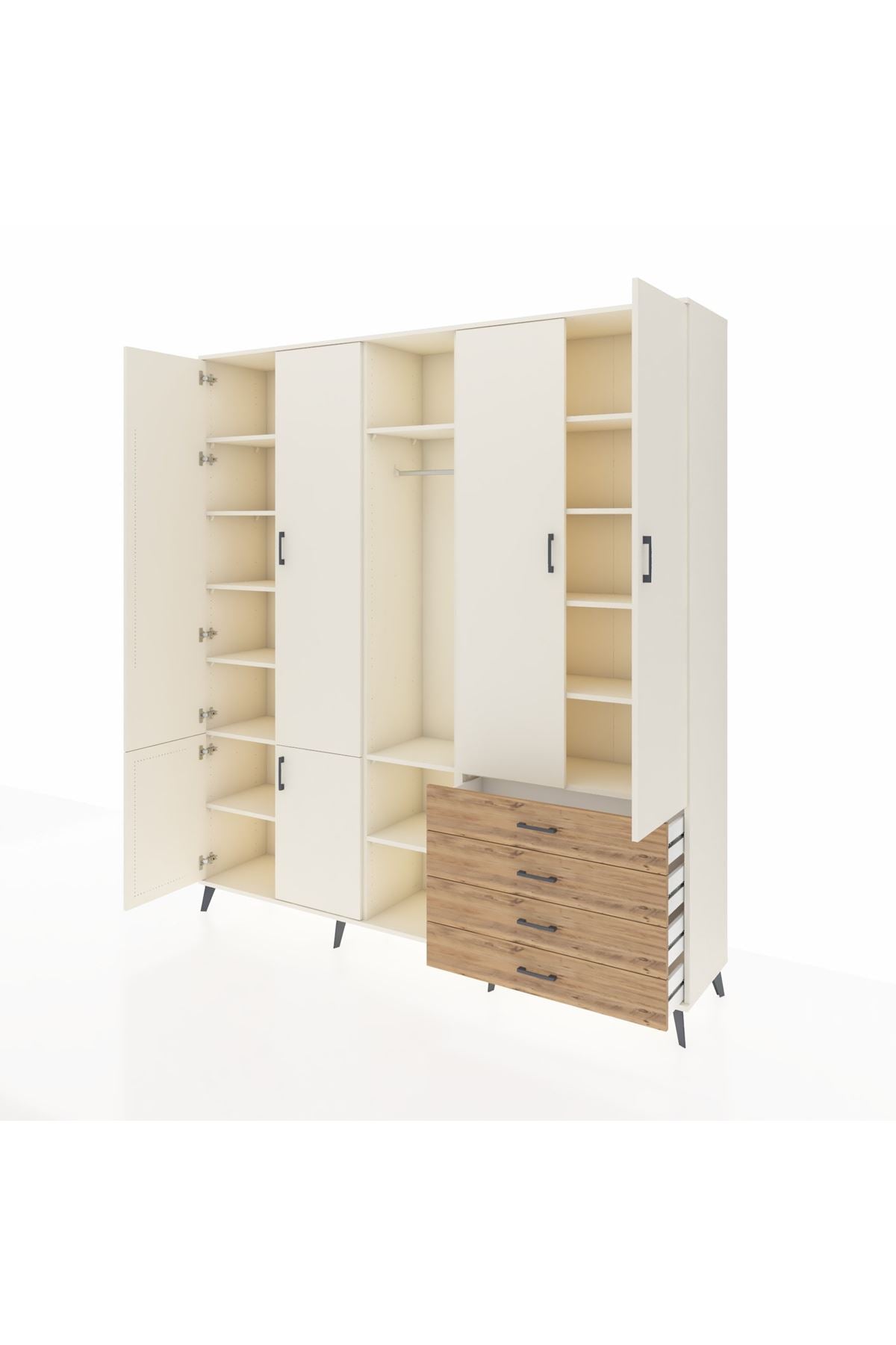 Hyperion Dolap 14 Raflı 4 Çekmeceli Tek Askılı 220x44x243 - S553M022V06B