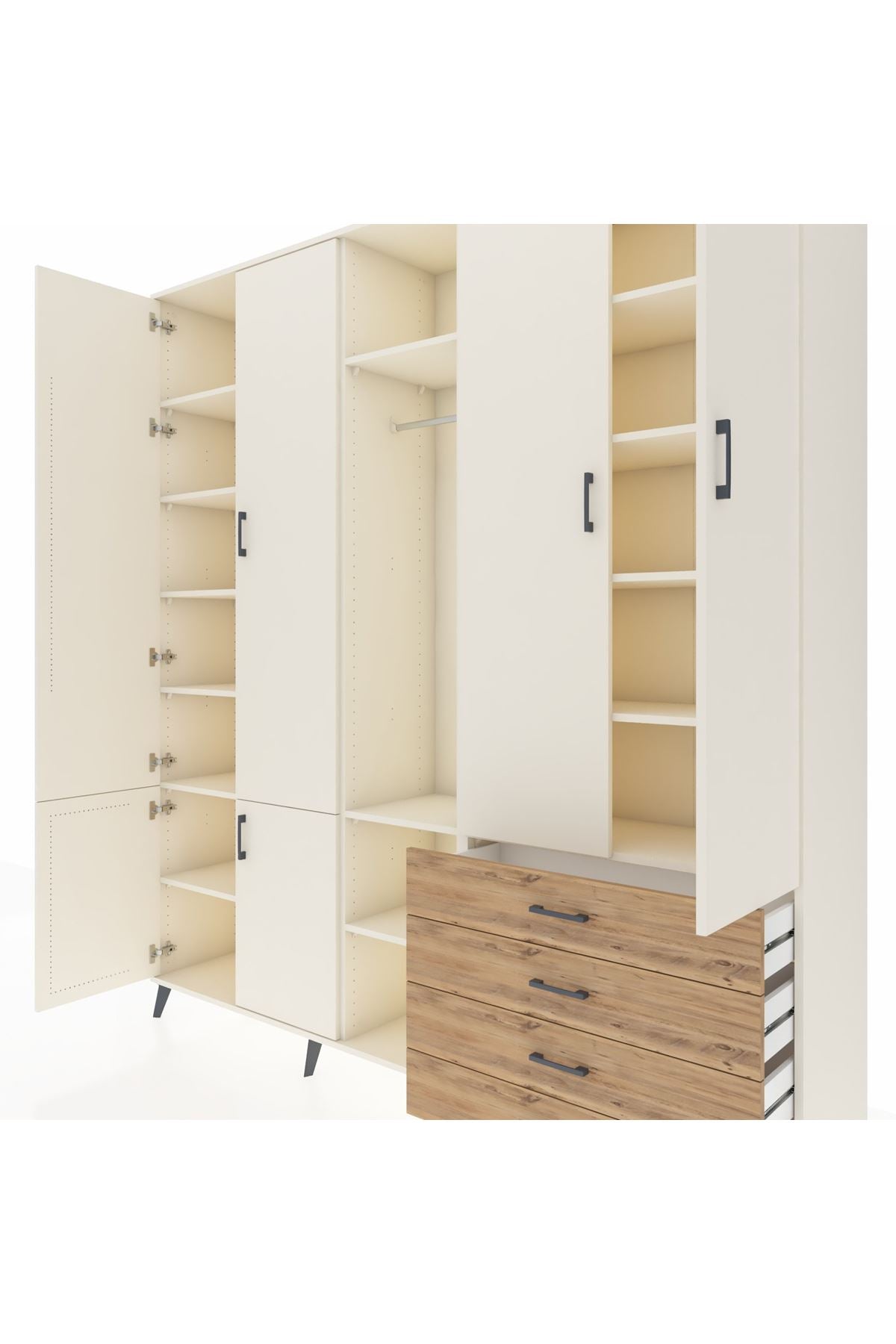 Hyperion Dolap 14 Raflı 4 Çekmeceli Tek Askılı 220x44x243 - S553M022V06B