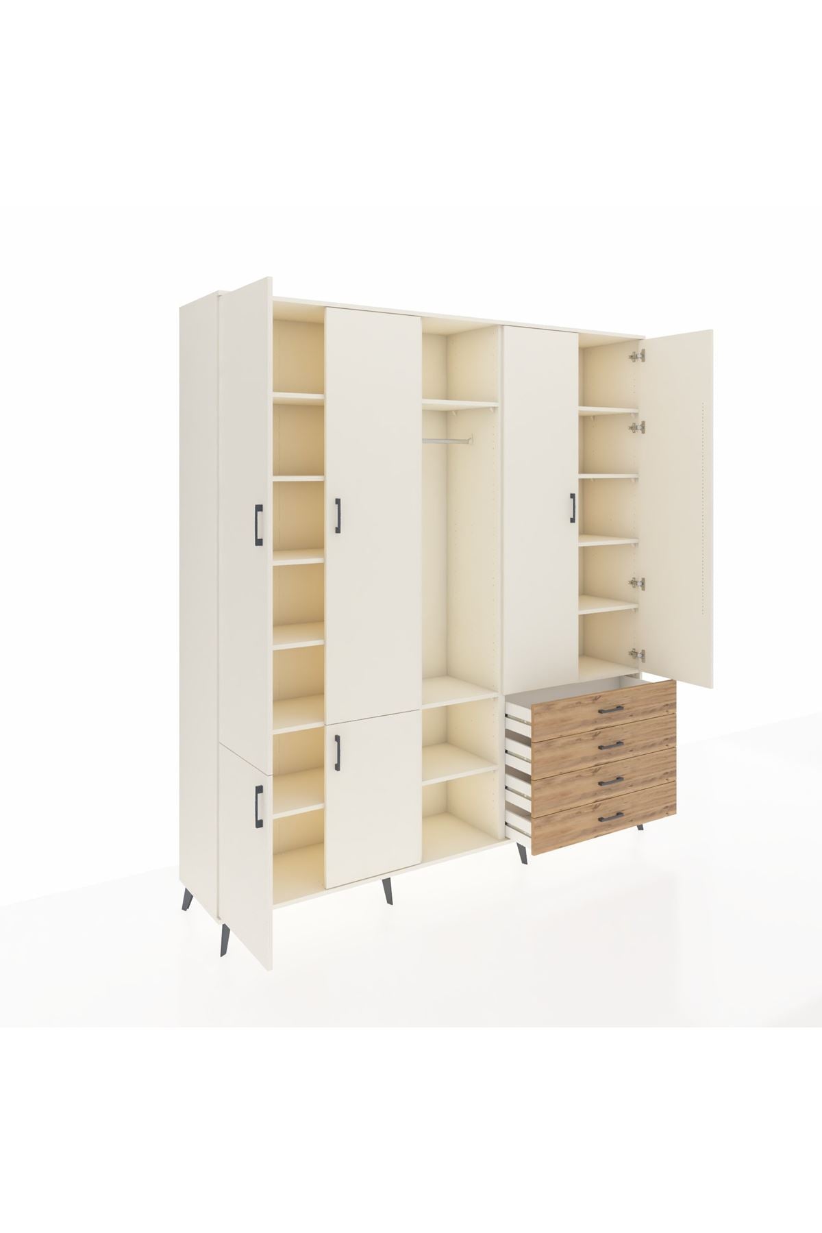 Hyperion Dolap 14 Raflı 4 Çekmeceli Tek Askılı 220x44x243 - S553M022V06B