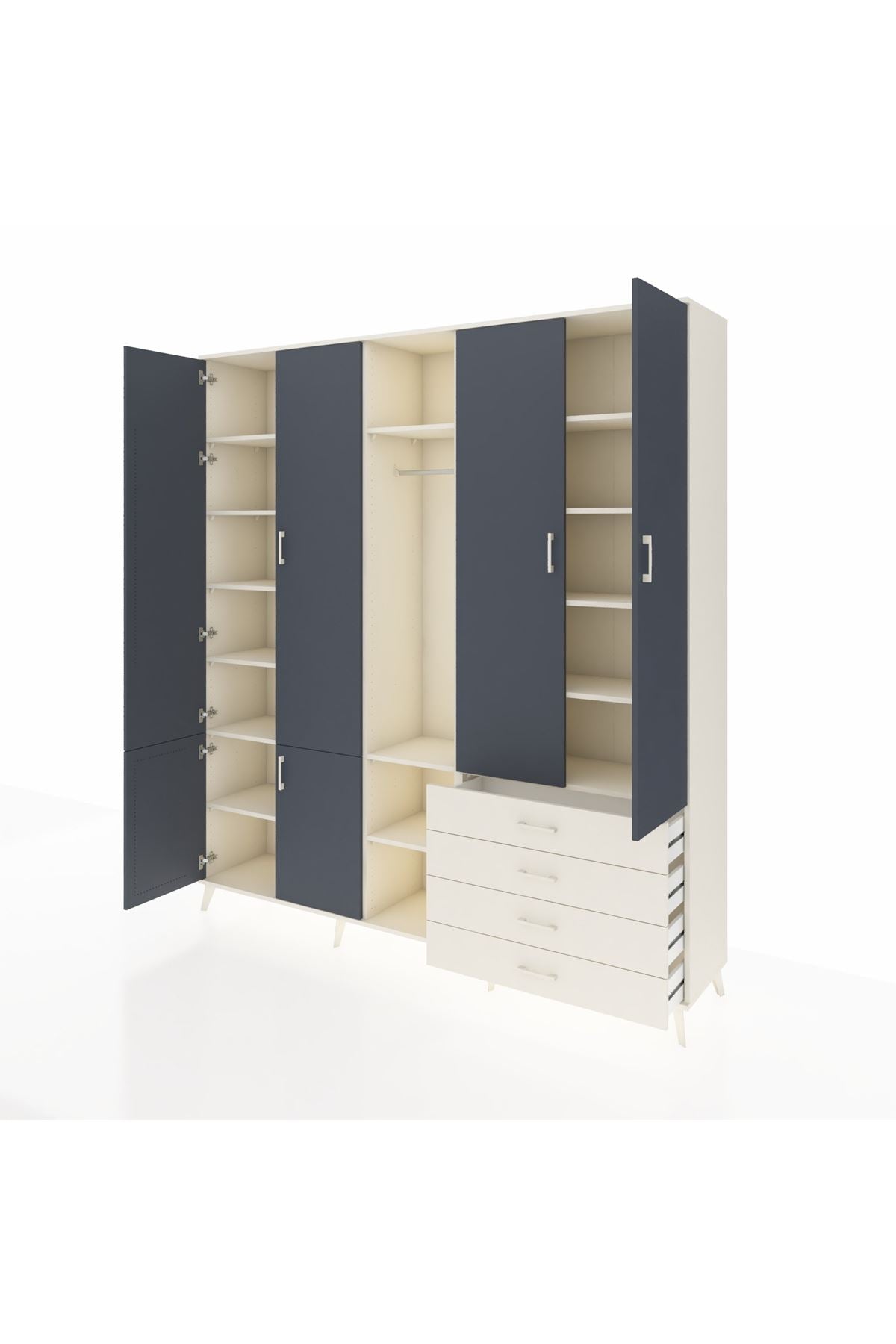 Hyperion Dolap 14 Raflı 4 Çekmeceli Tek Askılı 220x44x243 - S553M022V07B