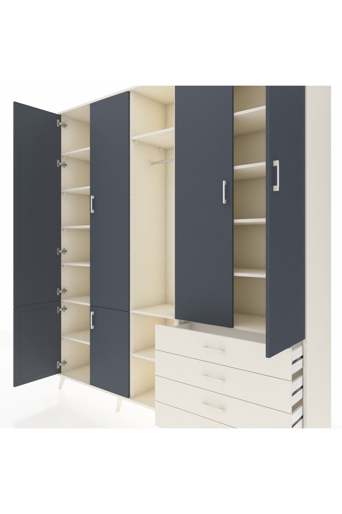 Hyperion Dolap 14 Raflı 4 Çekmeceli Tek Askılı 220x44x243 - S553M022V07B