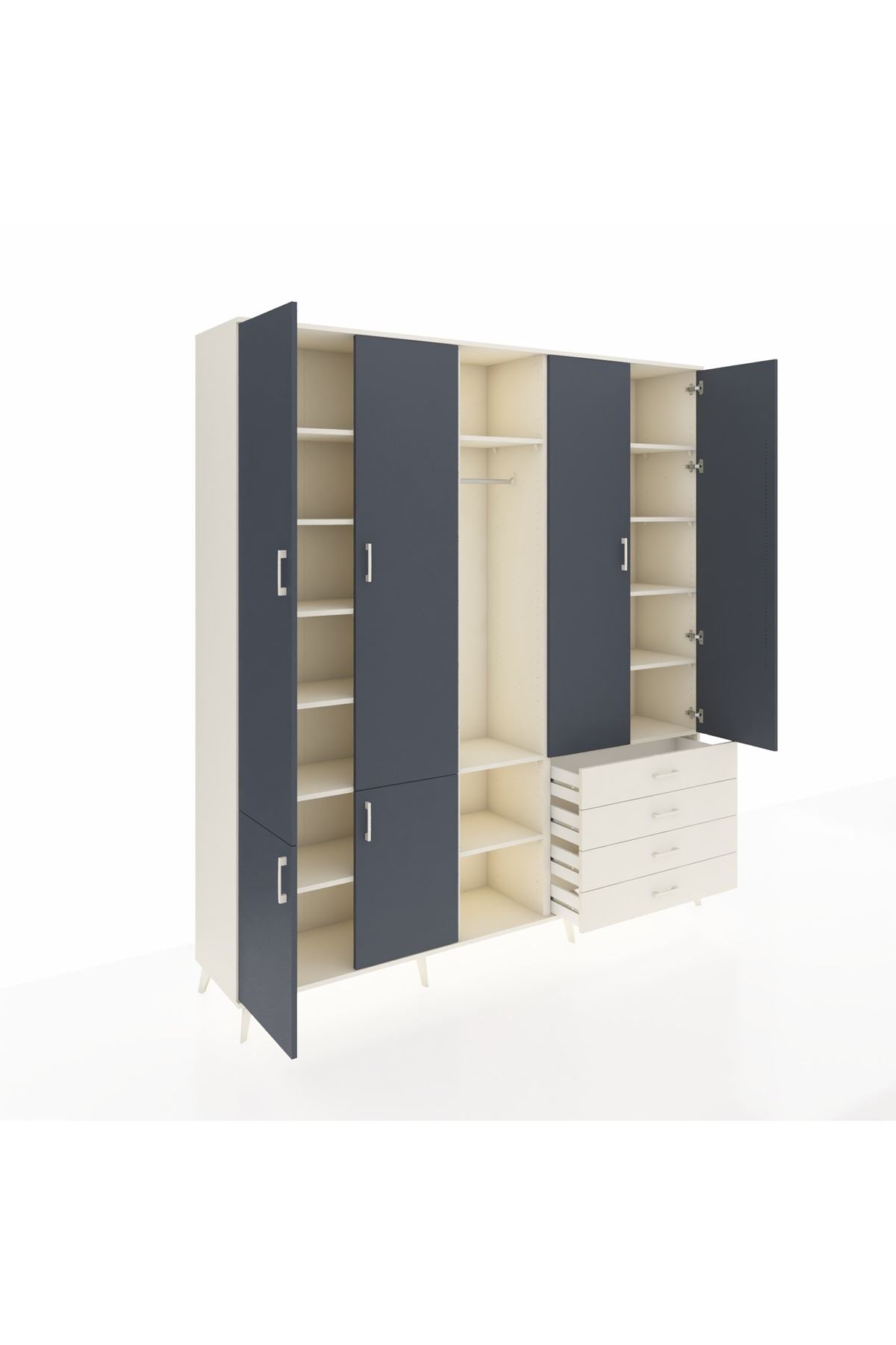 Hyperion Dolap 14 Raflı 4 Çekmeceli Tek Askılı 220x44x243 - S553M022V07B