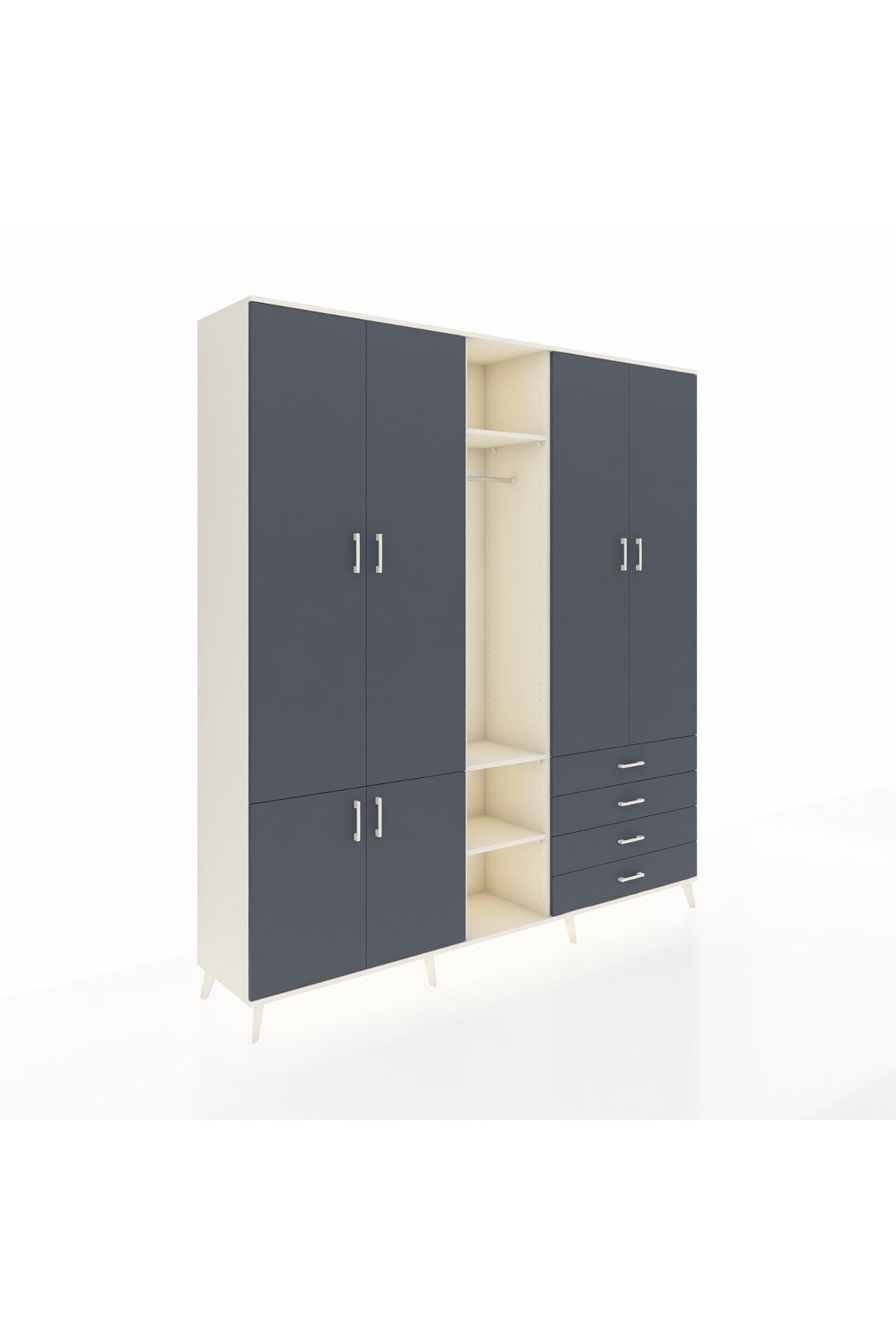 Hyperion Dolap 14 Raflı 4 Çekmeceli Tek Askılı 220x44x243 - S553M022V08B