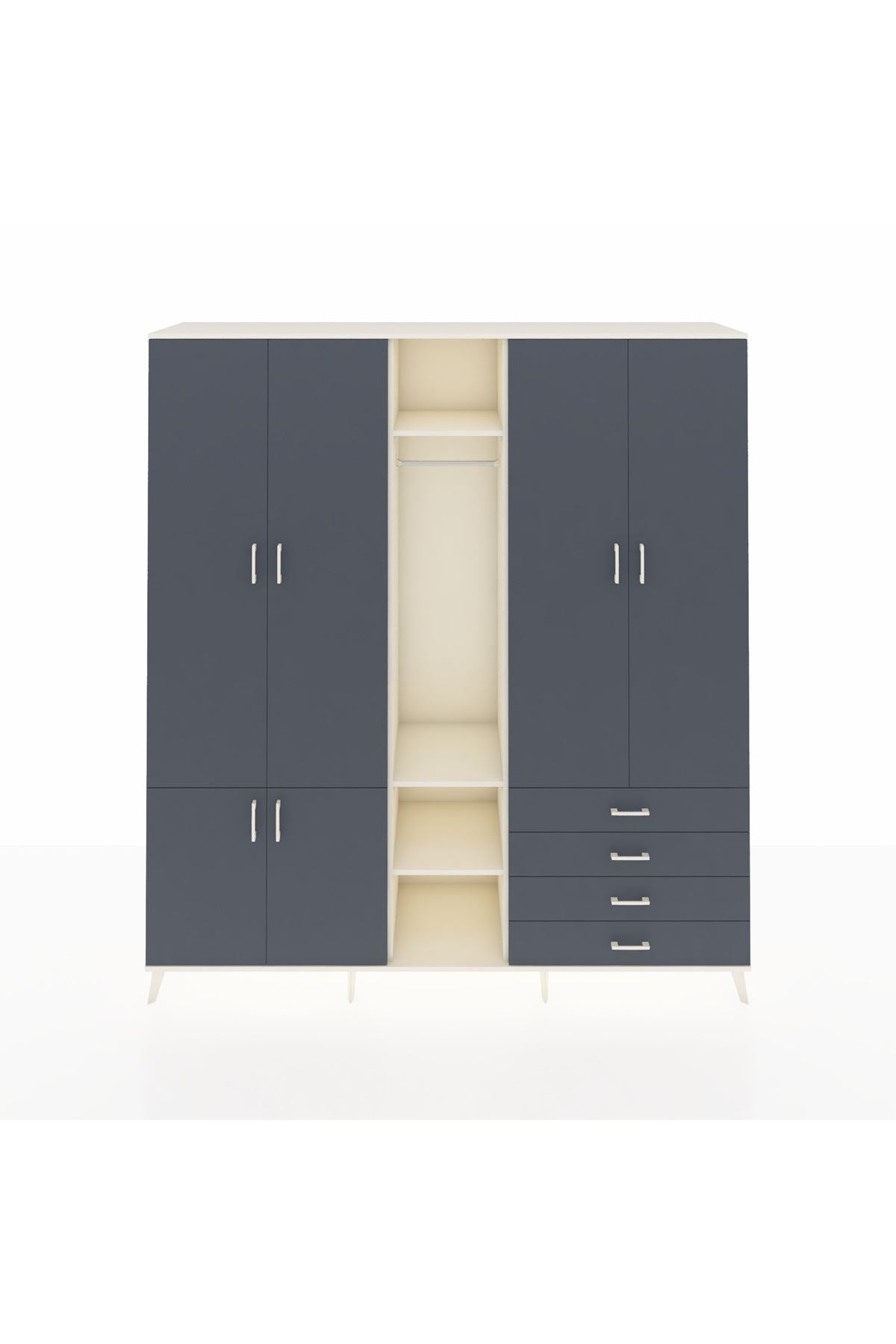 Hyperion Dolap 14 Raflı 4 Çekmeceli Tek Askılı 220x44x243 - S553M022V08B