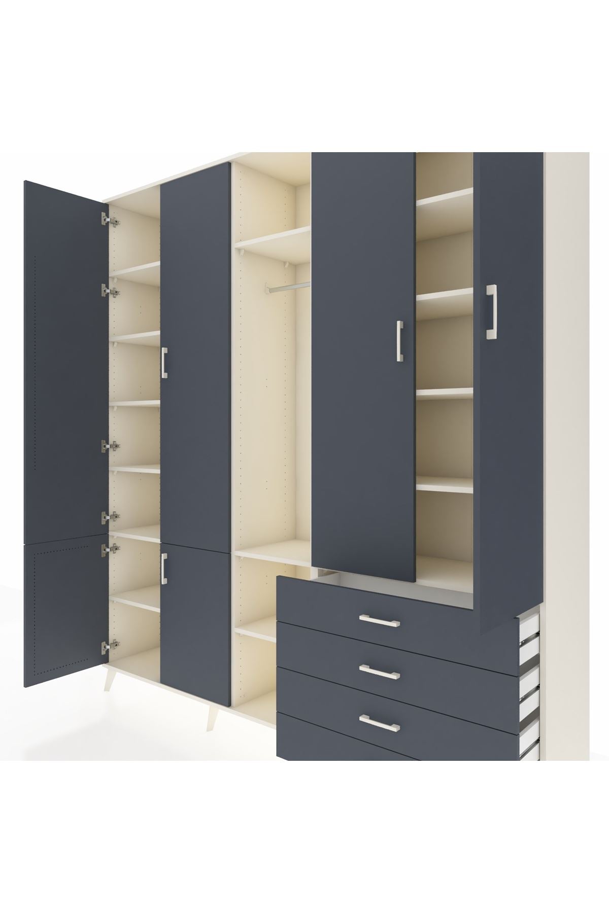 Hyperion Dolap 14 Raflı 4 Çekmeceli Tek Askılı 220x44x243 - S553M022V08B