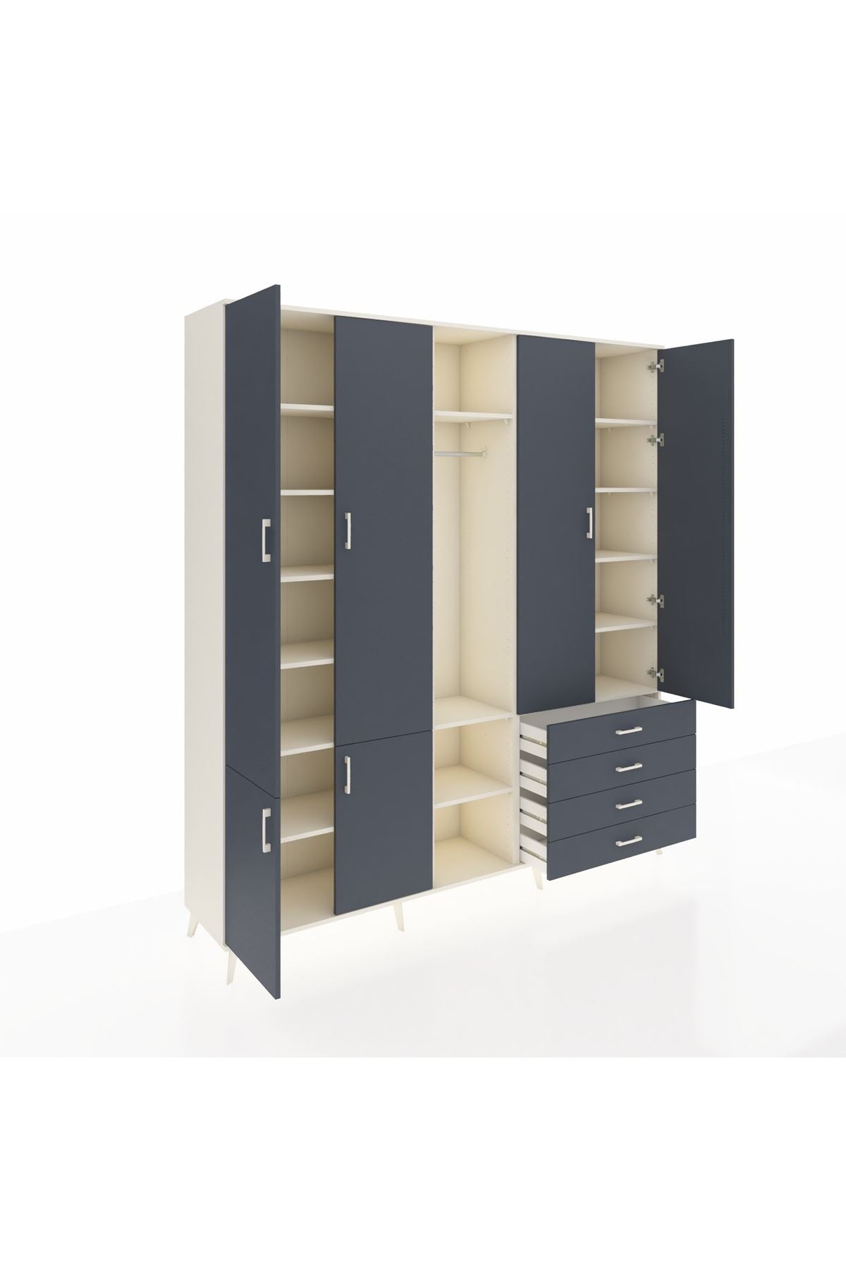 Hyperion Dolap 14 Raflı 4 Çekmeceli Tek Askılı 220x44x243 - S553M022V08B