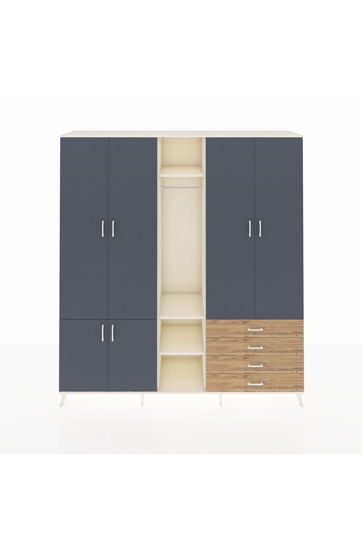 Hyperion Dolap 14 Raflı 4 Çekmeceli Tek Askılı 220x44x243 - S553M022V09B