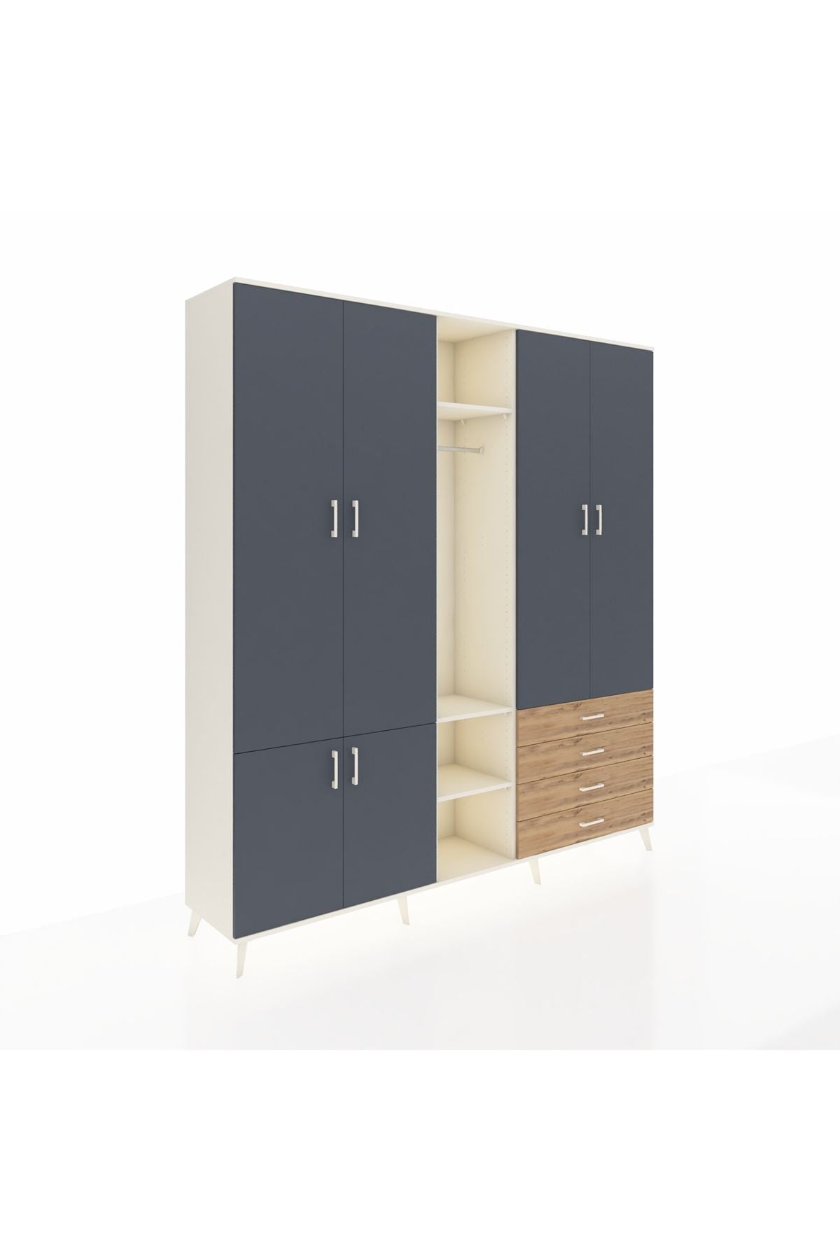 Hyperion Dolap 14 Raflı 4 Çekmeceli Tek Askılı 220x44x243 - S553M022V09B