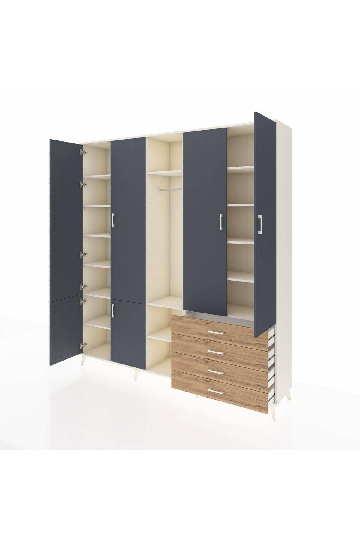 Hyperion Dolap 14 Raflı 4 Çekmeceli Tek Askılı 220x44x243 - S553M022V09B