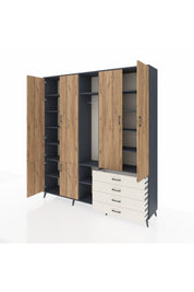 Hyperion Dolap 14 Raflı 4 Çekmeceli Tek Askılı 220x44x243 - S553M022V10B