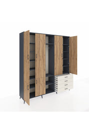 Hyperion Dolap 14 Raflı 4 Çekmeceli Tek Askılı 220x44x243 - S553M022V10B