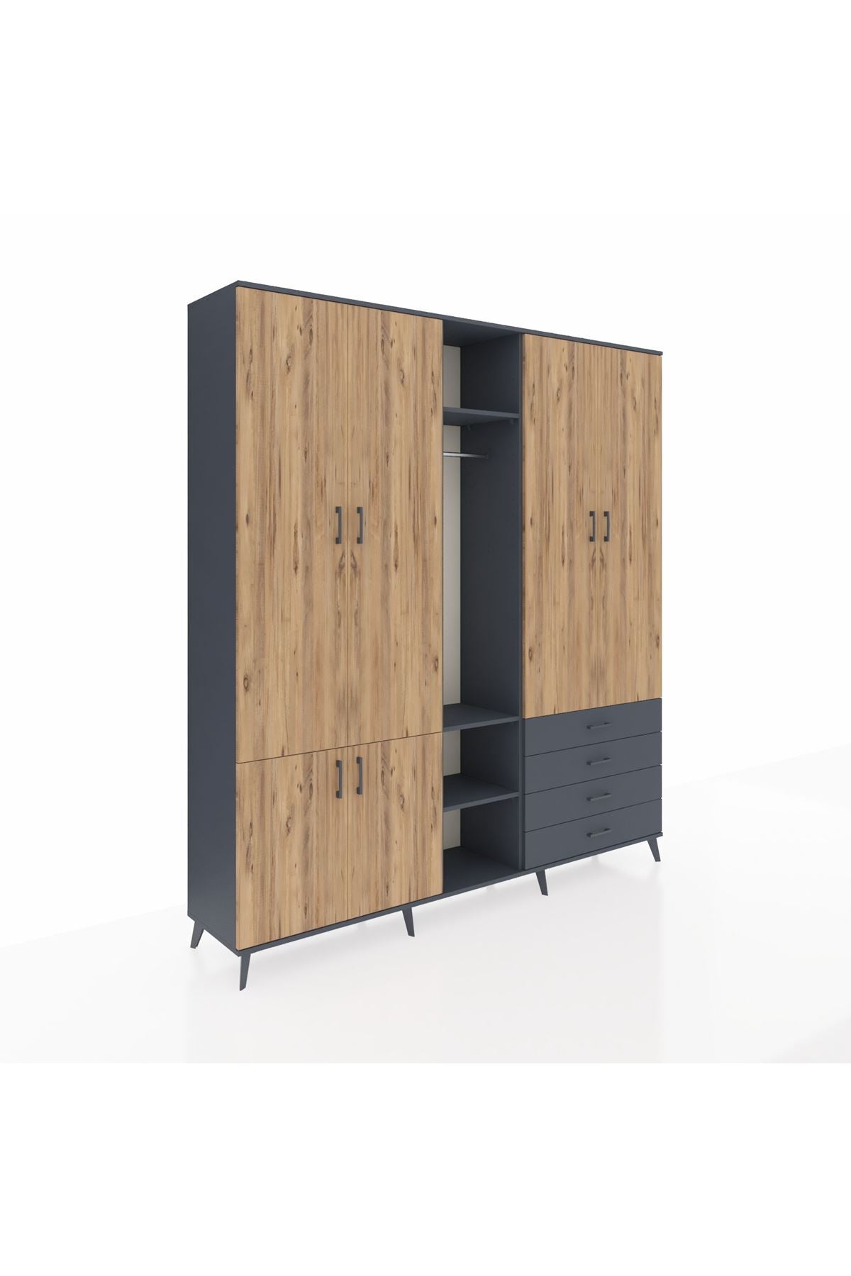 Hyperion Dolap 14 Raflı 4 Çekmeceli Tek Askılı 220x44x243 - S553M022V11B