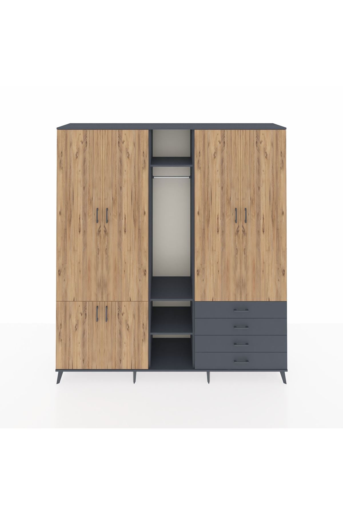 Hyperion Dolap 14 Raflı 4 Çekmeceli Tek Askılı 220x44x243 - S553M022V11B