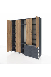 Hyperion Dolap 14 Raflı 4 Çekmeceli Tek Askılı 220x44x243 - S553M022V11B