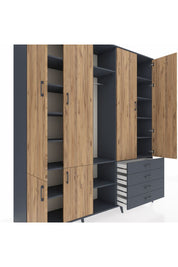 Hyperion Dolap 14 Raflı 4 Çekmeceli Tek Askılı 220x44x243 - S553M022V11B