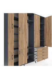 Hyperion Dolap 14 Raflı 4 Çekmeceli Tek Askılı 220x44x243 - S553M022V12B