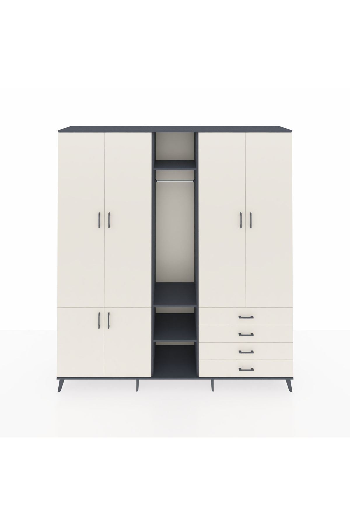 Hyperion Dolap 14 Raflı 4 Çekmeceli Tek Askılı 220x44x243 - S553M022V13B