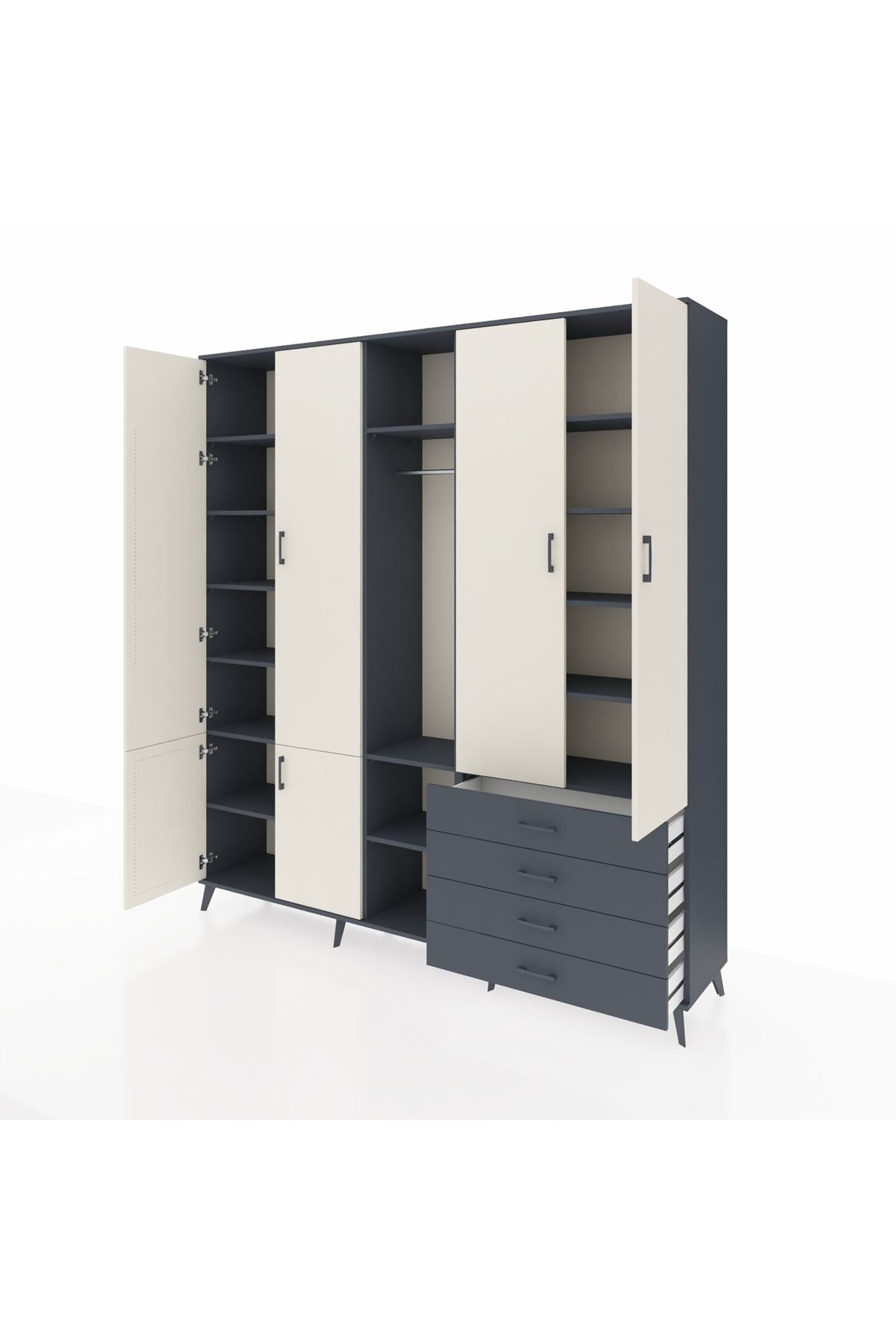 Hyperion Dolap 14 Raflı 4 Çekmeceli Tek Askılı 220x44x243 - S553M022V14B