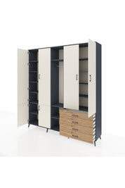 Hyperion Dolap 14 Raflı 4 Çekmeceli Tek Askılı 220x44x243 - S553M022V15B