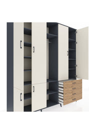 Hyperion Dolap 14 Raflı 4 Çekmeceli Tek Askılı 220x44x243 - S553M022V15B