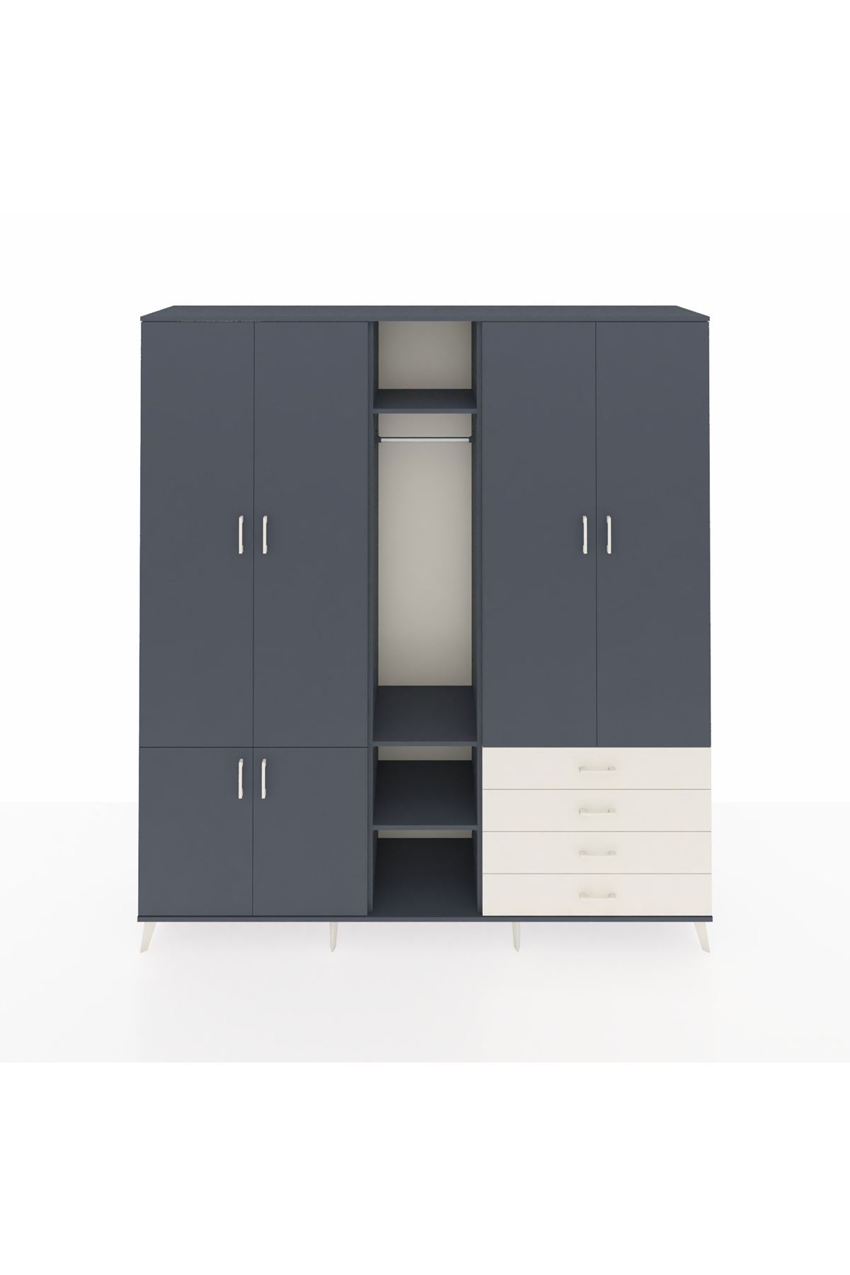 Hyperion Dolap 14 Raflı 4 Çekmeceli Tek Askılı 220x44x243 - S553M022V16B