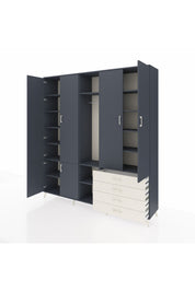 Hyperion Dolap 14 Raflı 4 Çekmeceli Tek Askılı 220x44x243 - S553M022V16B