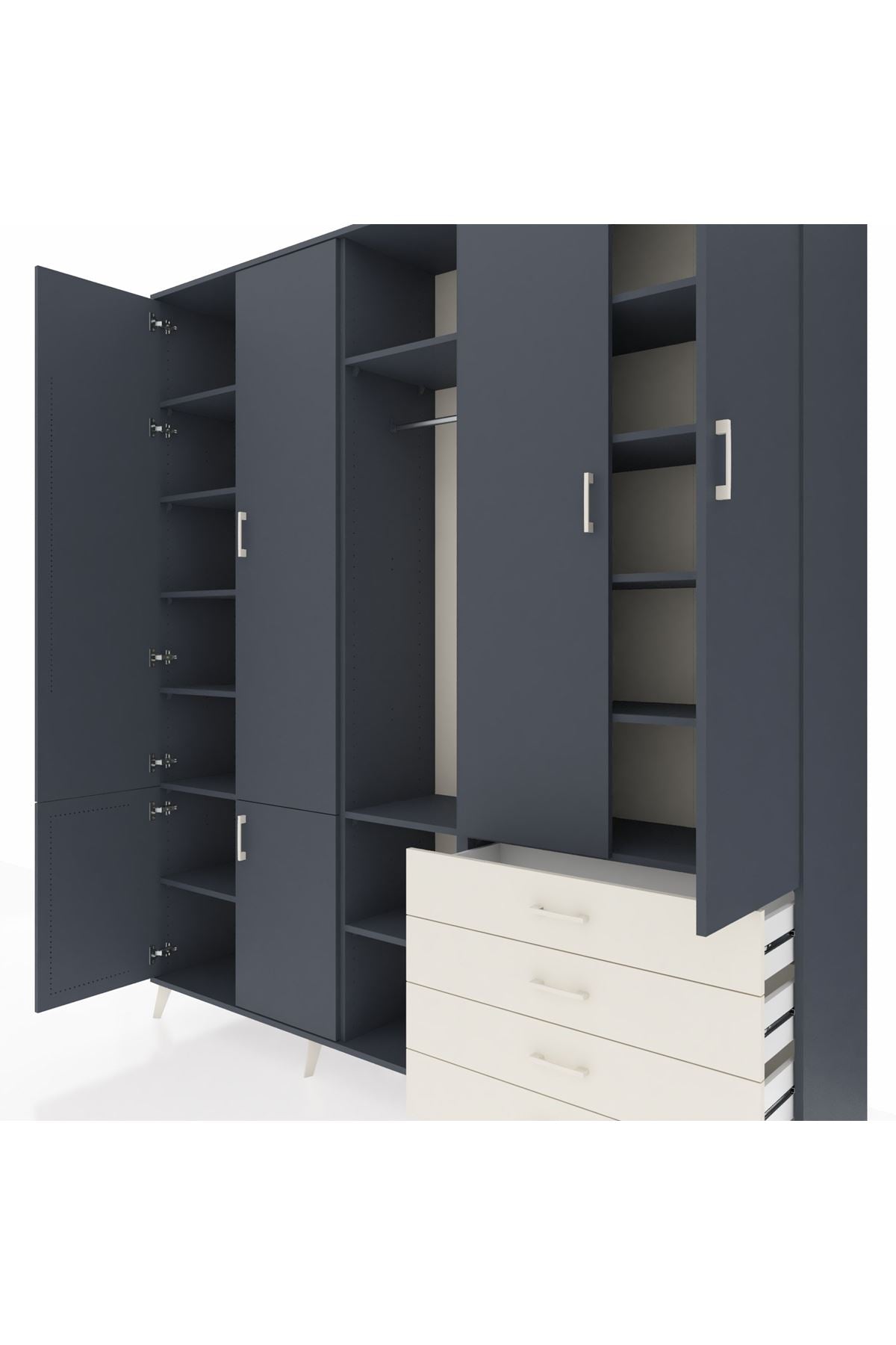 Hyperion Dolap 14 Raflı 4 Çekmeceli Tek Askılı 220x44x243 - S553M022V16B