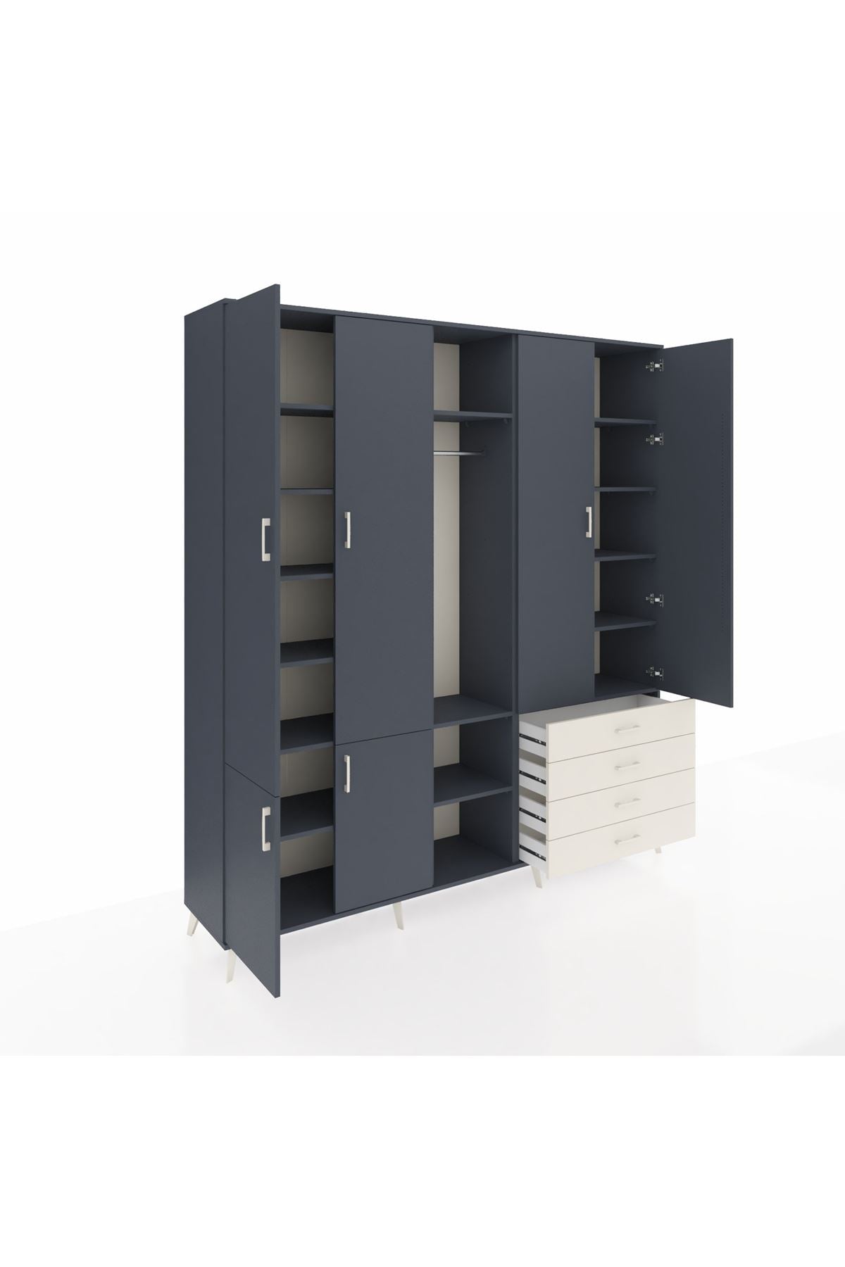 Hyperion Dolap 14 Raflı 4 Çekmeceli Tek Askılı 220x44x243 - S553M022V16B