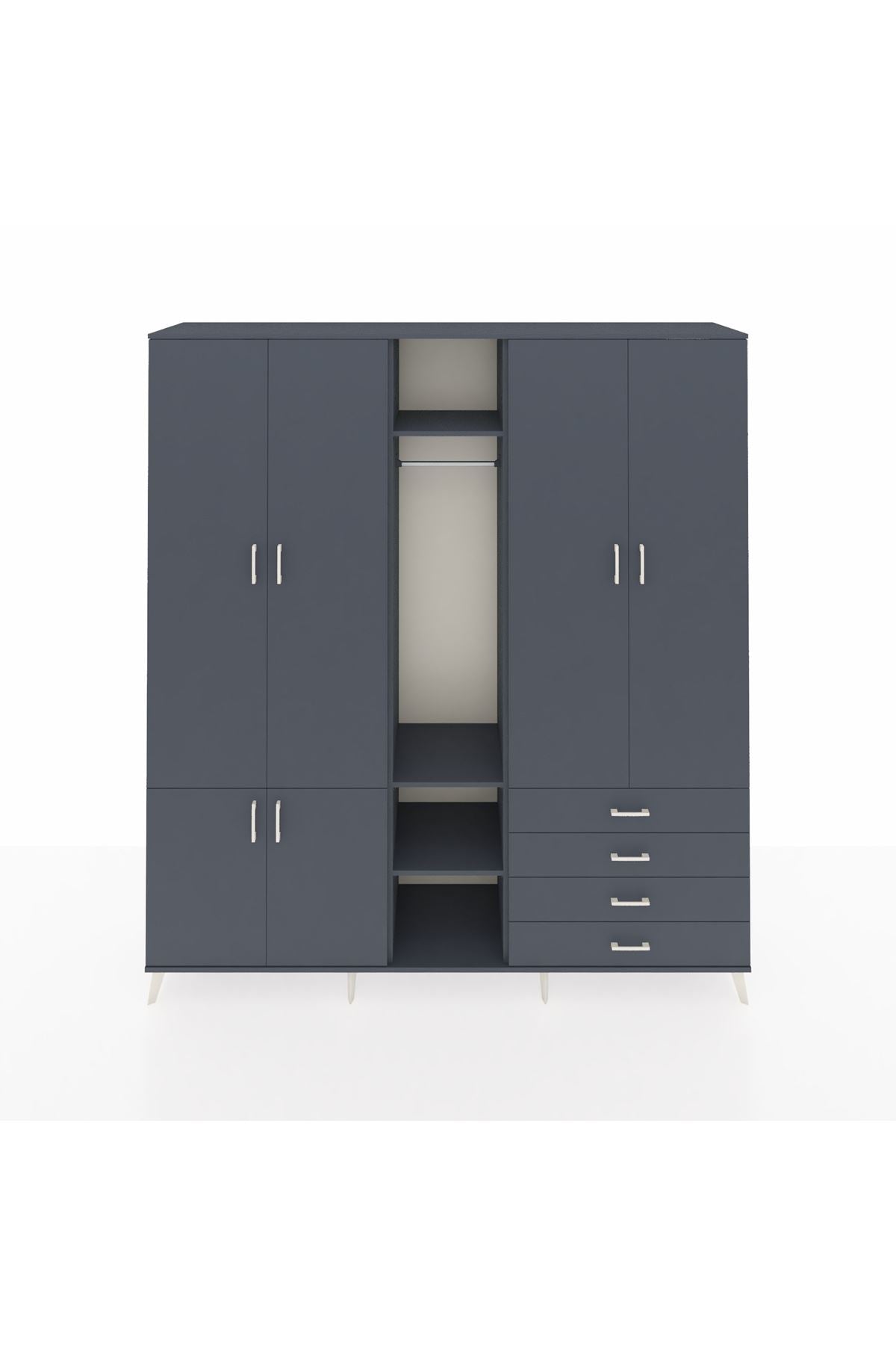 Hyperion Dolap 14 Raflı 4 Çekmeceli Tek Askılı 220x44x243 - S553M022V17B