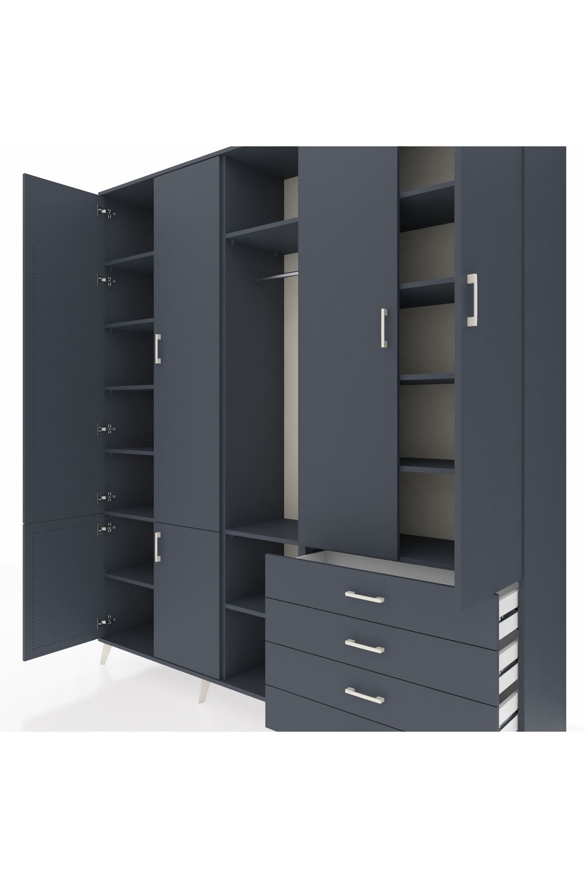 Hyperion Dolap 14 Raflı 4 Çekmeceli Tek Askılı 220x44x243 - S553M022V17B