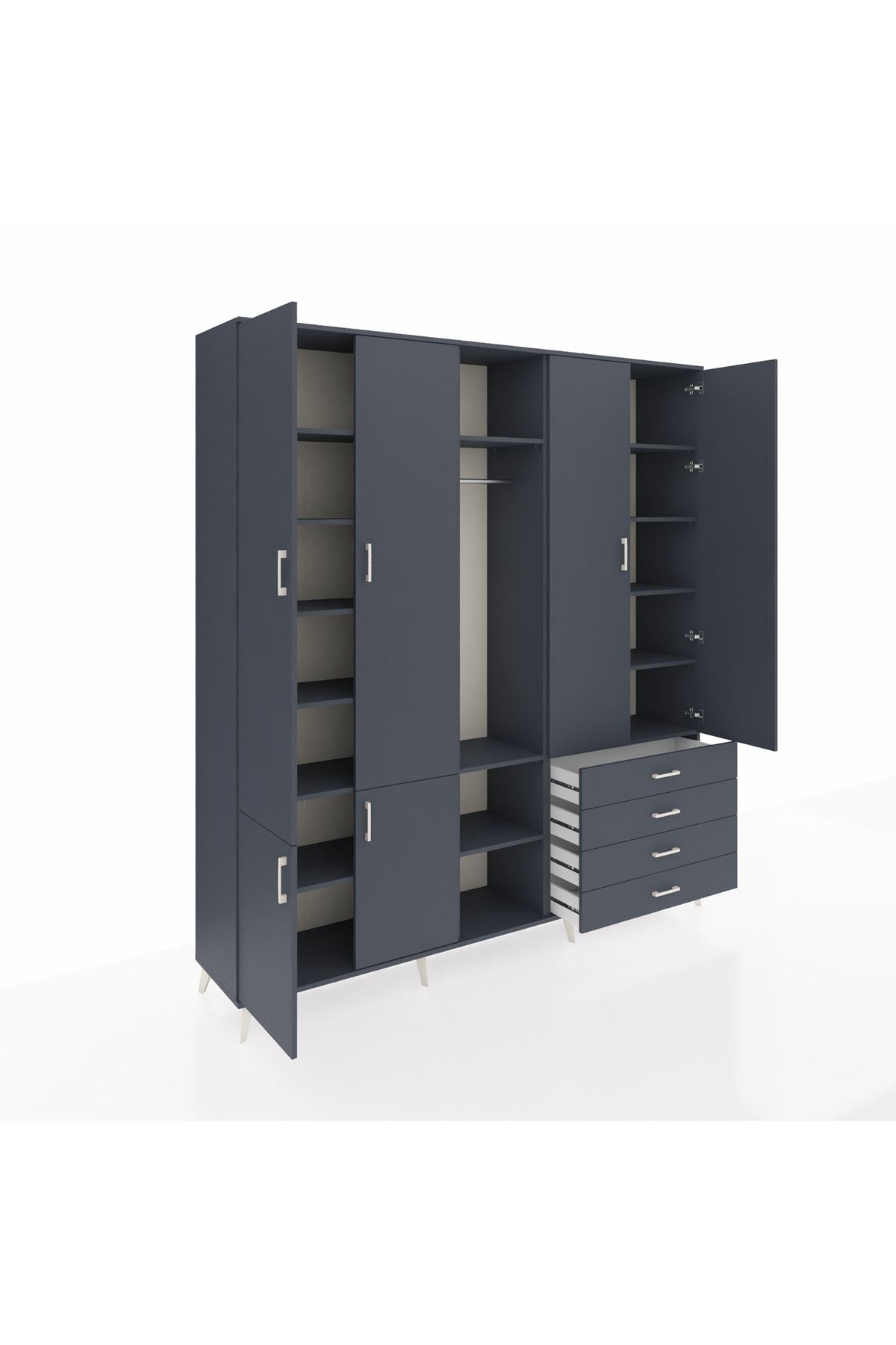 Hyperion Dolap 14 Raflı 4 Çekmeceli Tek Askılı 220x44x243 - S553M022V17B