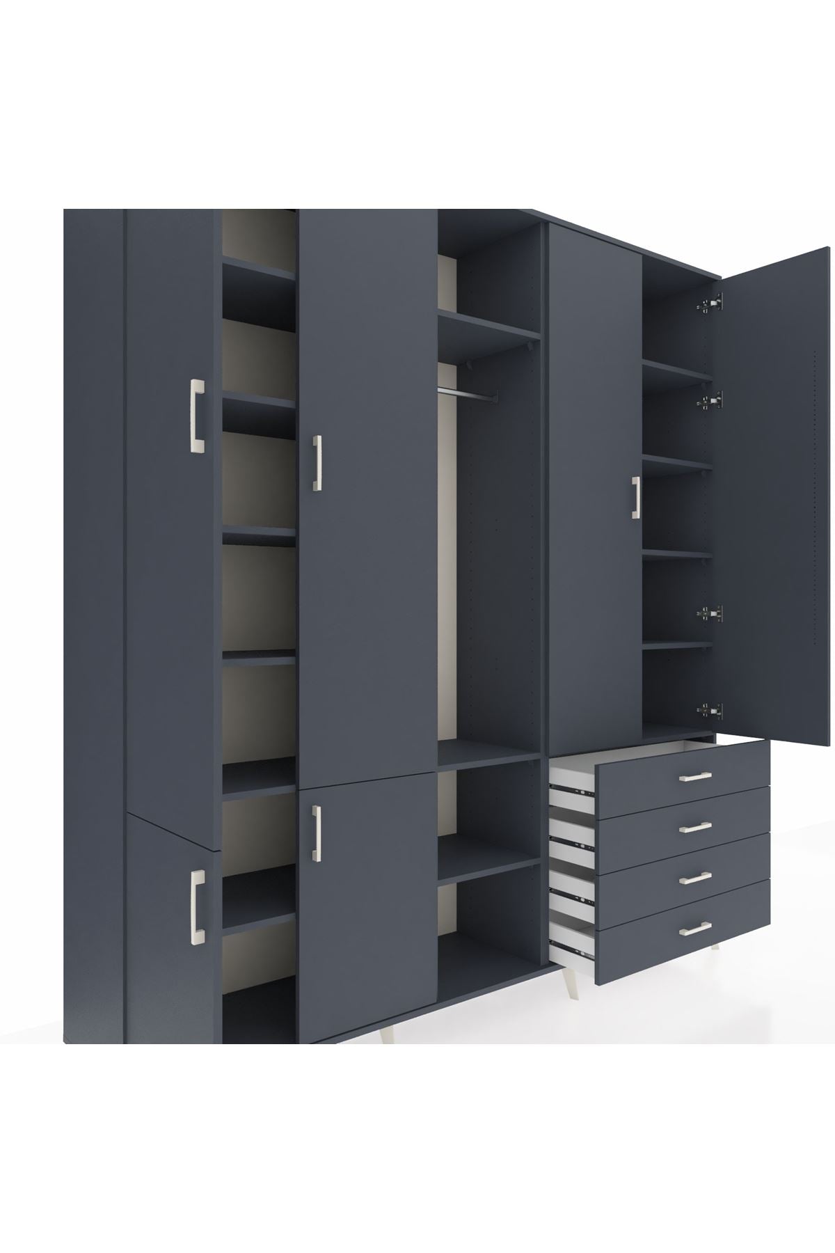 Hyperion Dolap 14 Raflı 4 Çekmeceli Tek Askılı 220x44x243 - S553M022V17B