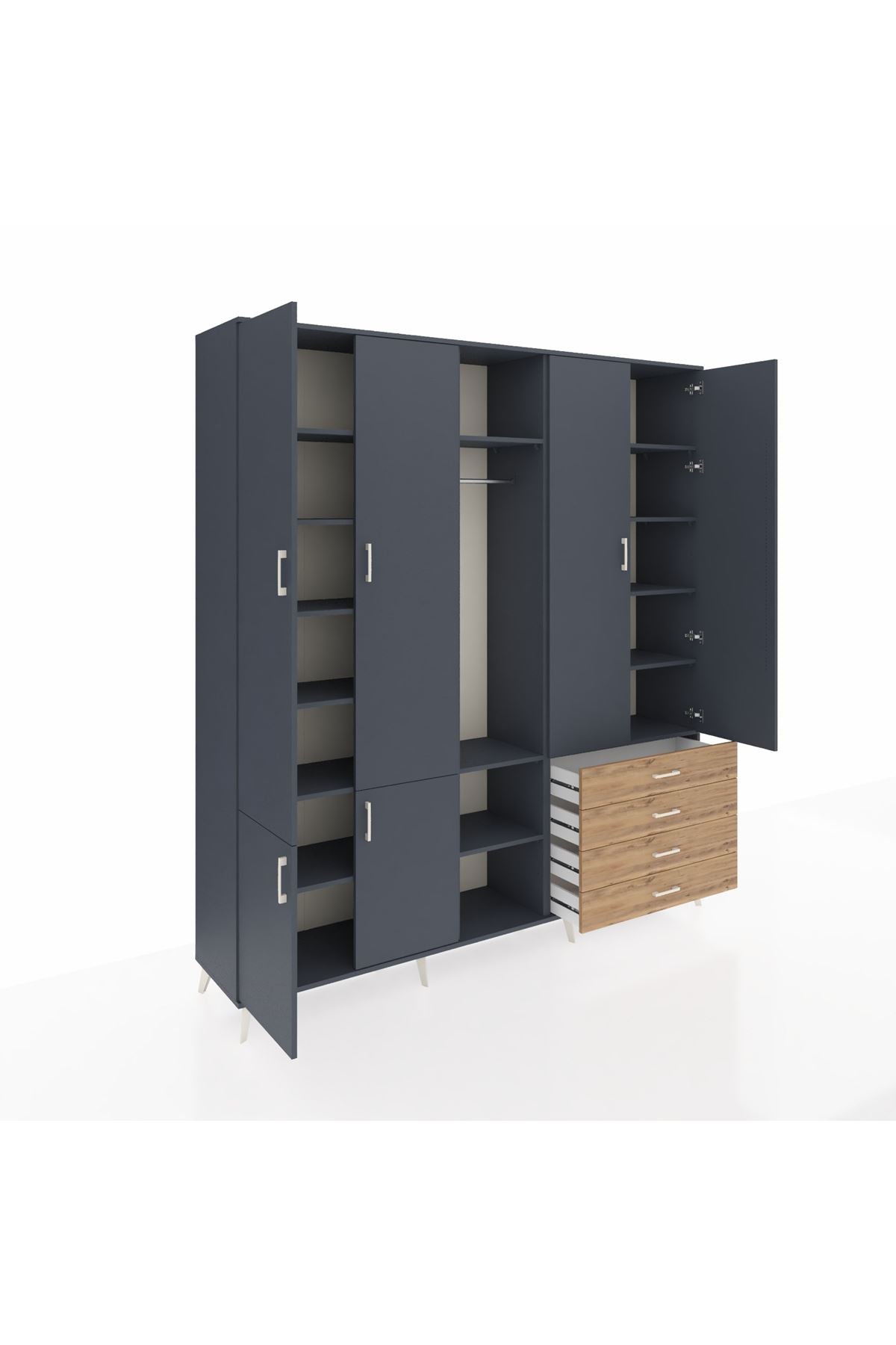 Hyperion Dolap 14 Raflı 4 Çekmeceli Tek Askılı 220x44x243 - S553M022V18B