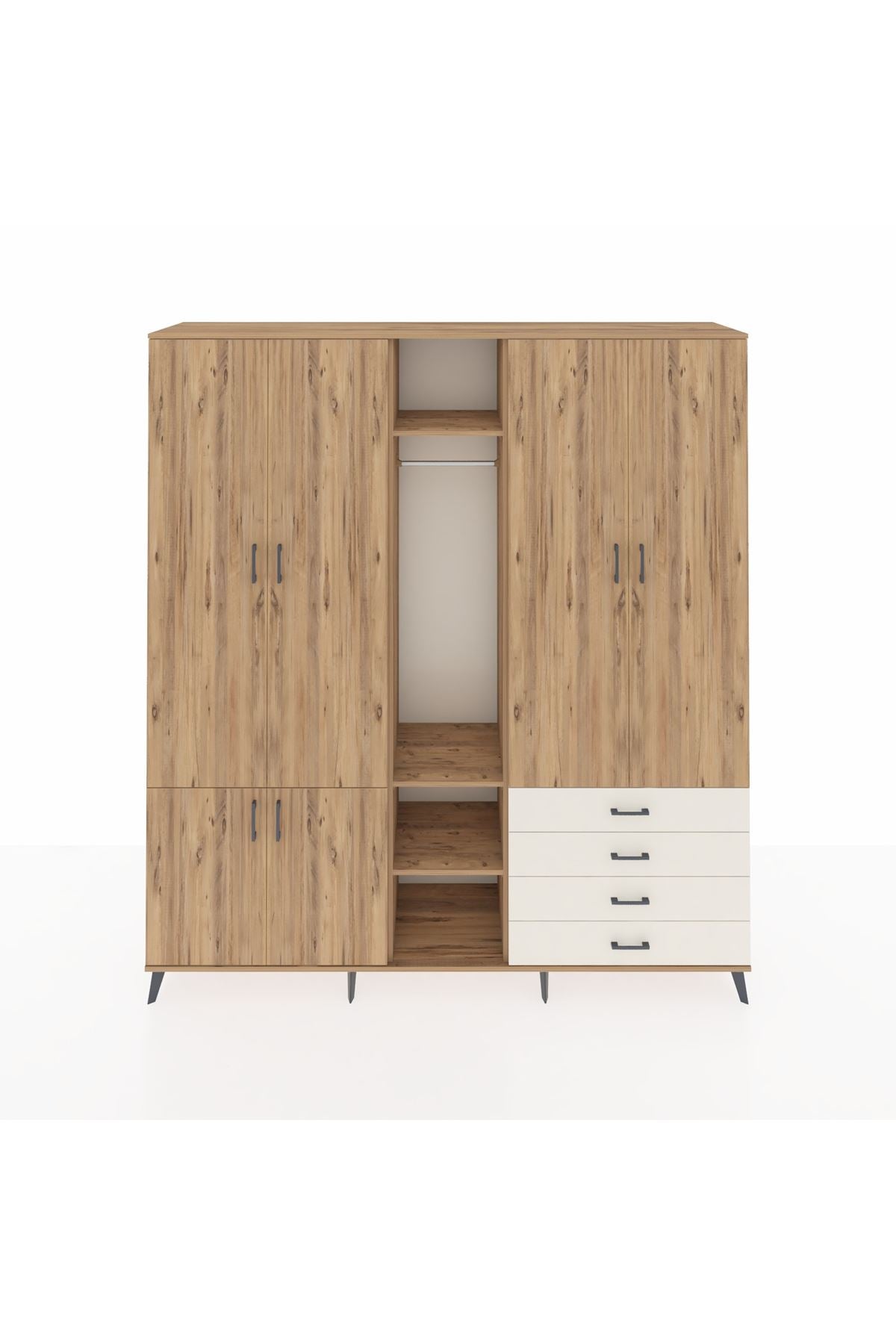 Hyperion Dolap 14 Raflı 4 Çekmeceli Tek Askılı 220x44x243 - S553M022V19B