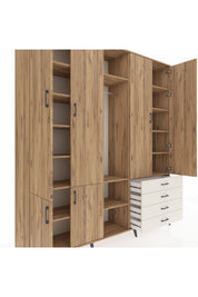 Hyperion Dolap 14 Raflı 4 Çekmeceli Tek Askılı 220x44x243 - S553M022V19B