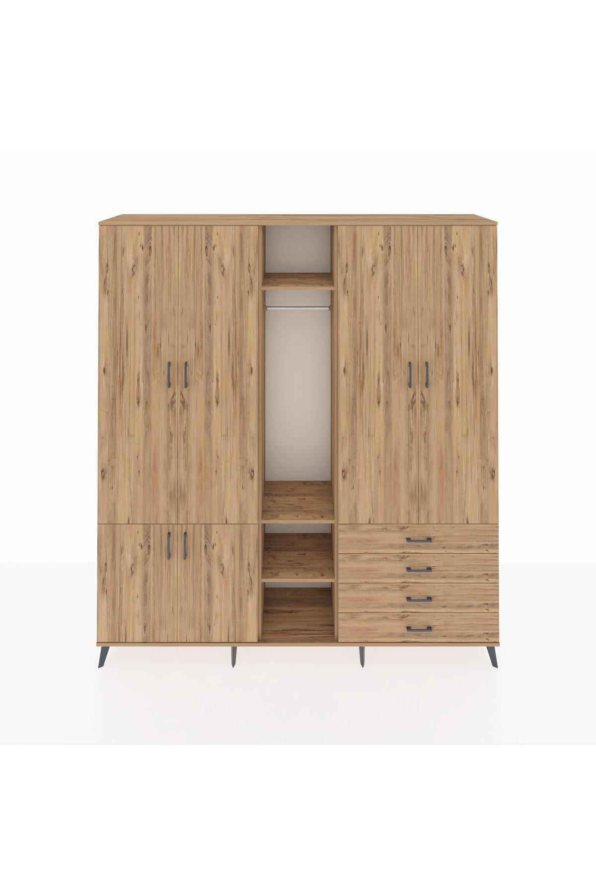 Hyperion Dolap 14 Raflı 4 Çekmeceli Tek Askılı 220x44x243 - S553M022V21B