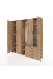 Hyperion Dolap 14 Raflı 4 Çekmeceli Tek Askılı 220x44x243 - S553M022V21B