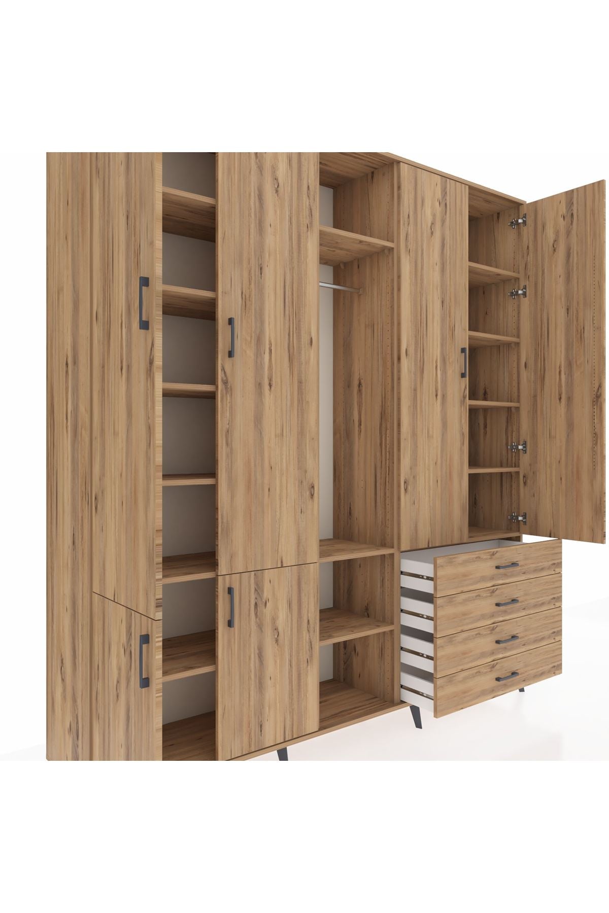 Hyperion Dolap 14 Raflı 4 Çekmeceli Tek Askılı 220x44x243 - S553M022V21B