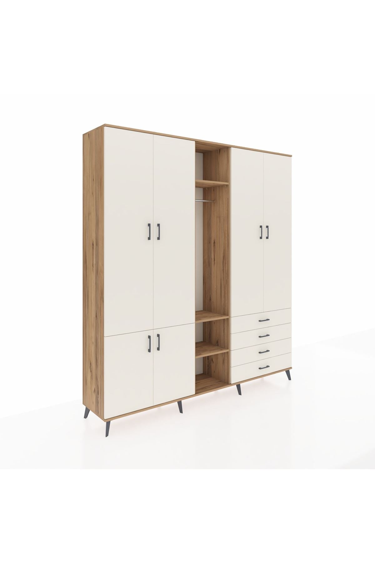 Hyperion Dolap 14 Raflı 4 Çekmeceli Tek Askılı 220x44x243 - S553M022V22B