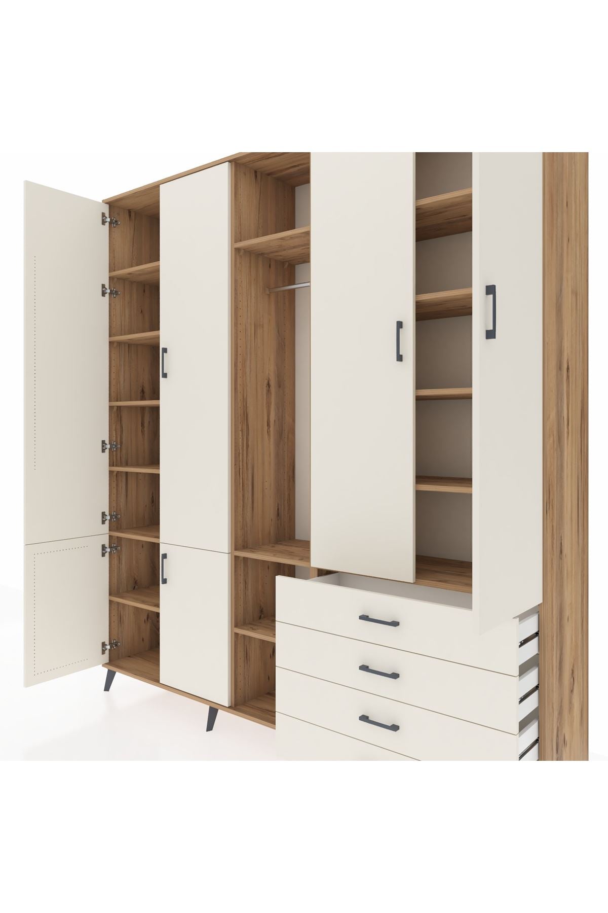 Hyperion Dolap 14 Raflı 4 Çekmeceli Tek Askılı 220x44x243 - S553M022V22B