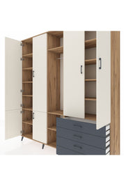 Hyperion Dolap 14 Raflı 4 Çekmeceli Tek Askılı 220x44x243 - S553M022V23B