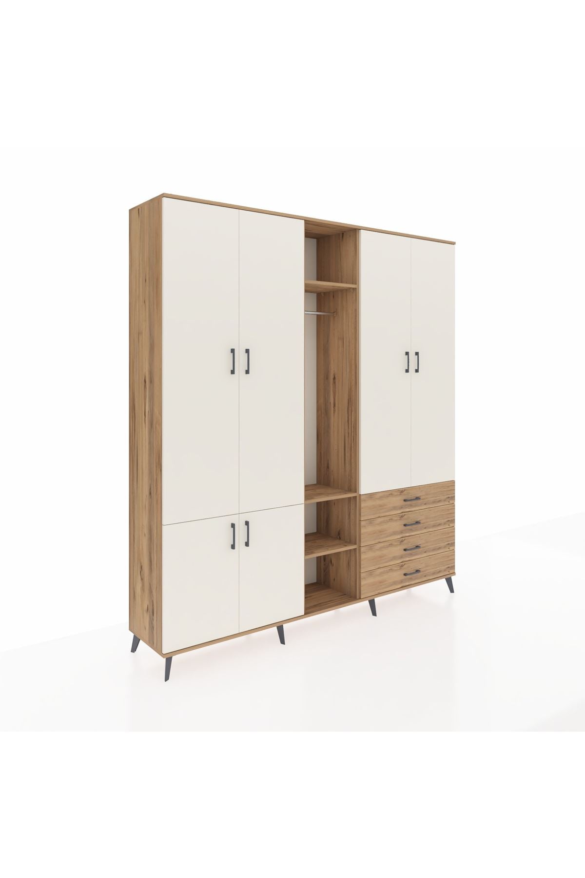 Hyperion Dolap 14 Raflı 4 Çekmeceli Tek Askılı 220x44x243 - S553M022V24B