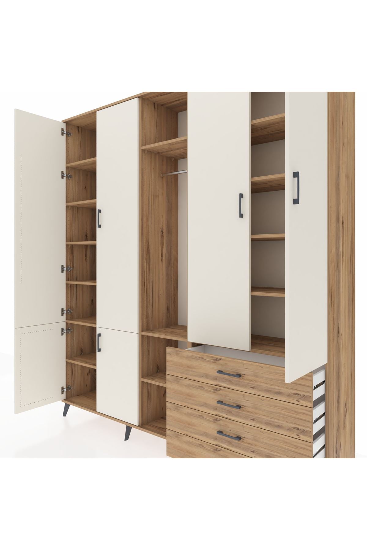 Hyperion Dolap 14 Raflı 4 Çekmeceli Tek Askılı 220x44x243 - S553M022V24B