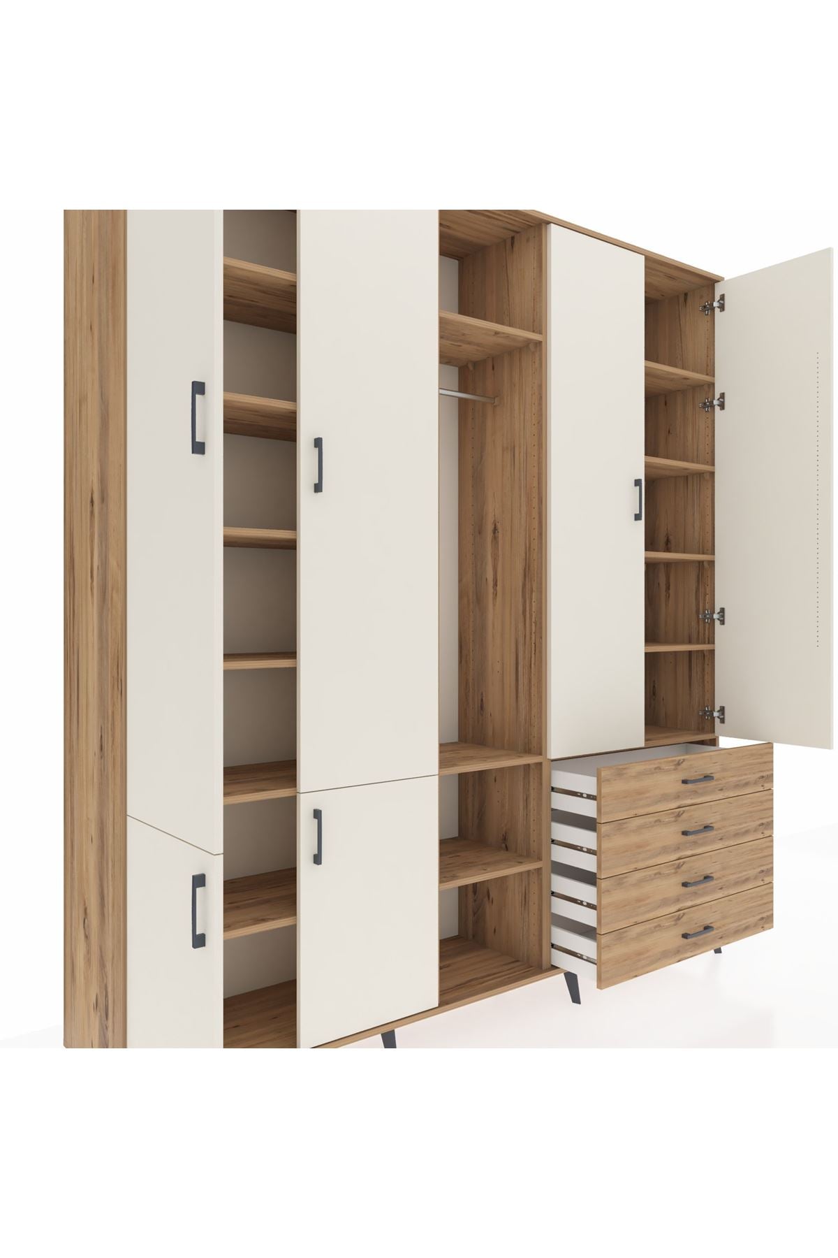 Hyperion Dolap 14 Raflı 4 Çekmeceli Tek Askılı 220x44x243 - S553M022V24B